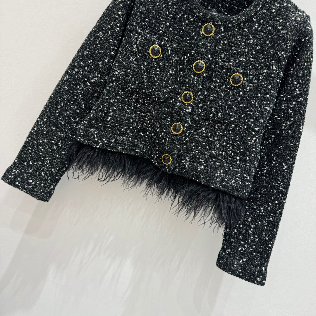 260315 New autumn-style thick knitted heavy-duty mini-chic sweater coat