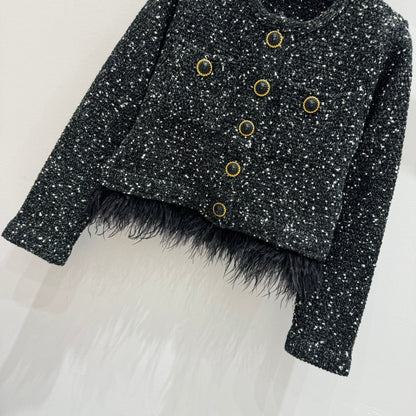 260315 New autumn-style thick knitted heavy-duty mini-chic sweater coat
