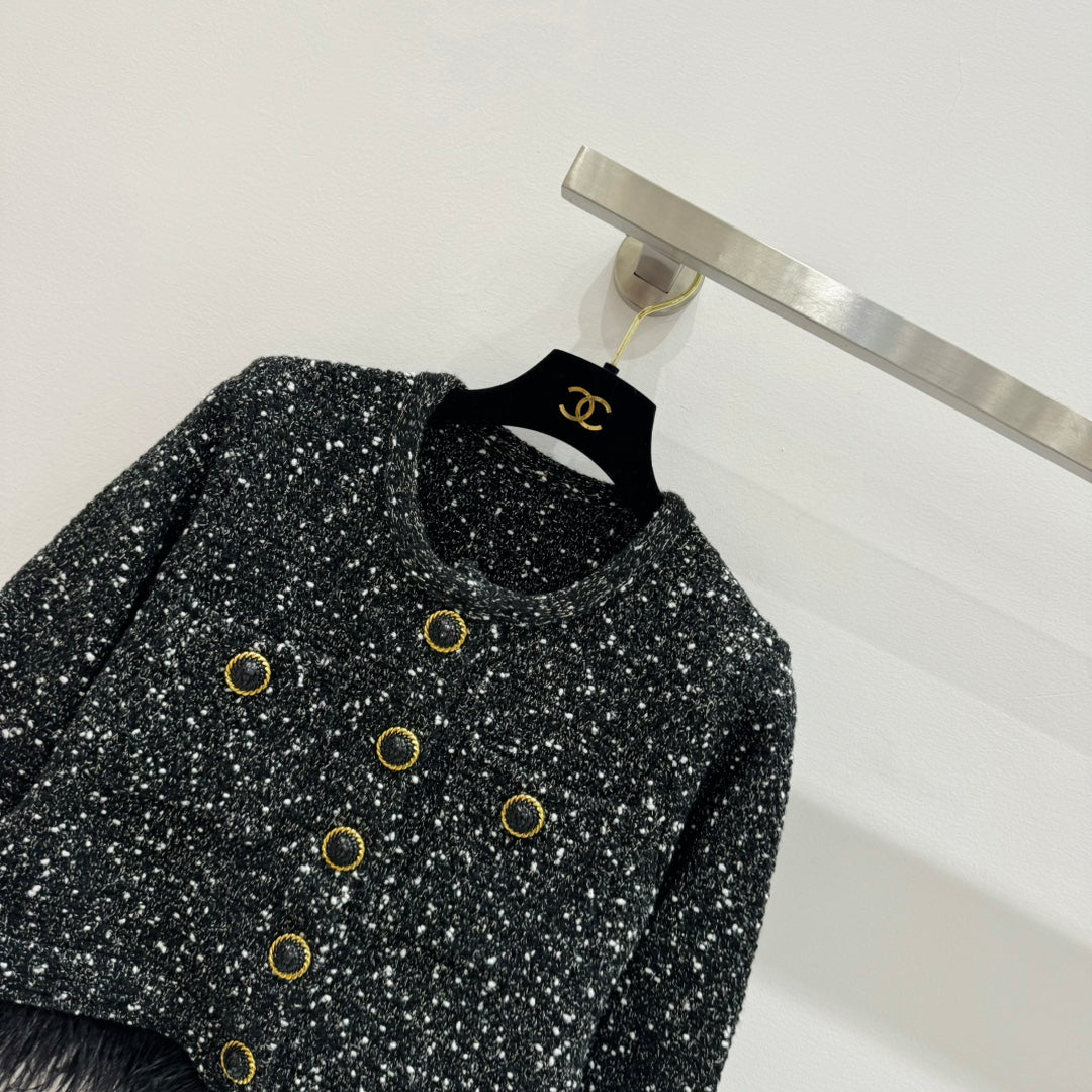 260315 New autumn-style thick knitted heavy-duty mini-chic sweater coat