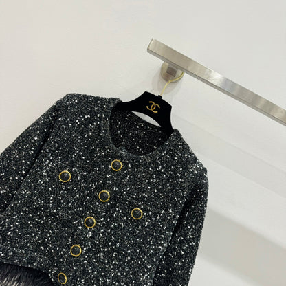260315 New autumn-style thick knitted heavy-duty mini-chic sweater coat