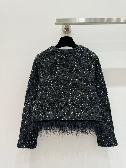 260315 New autumn-style thick knitted heavy-duty mini-chic sweater coat