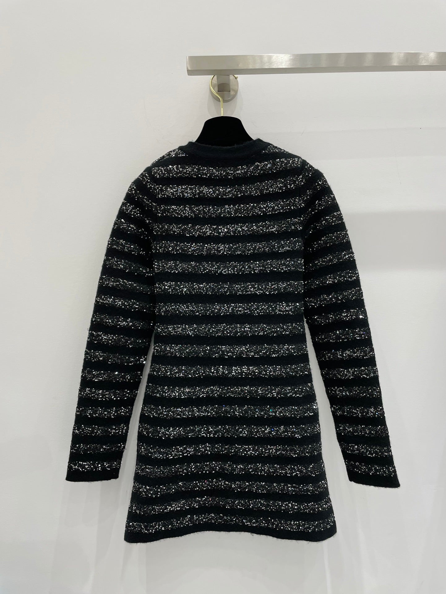 260315 New autumn-style thick stripe knitted chic blouse coat