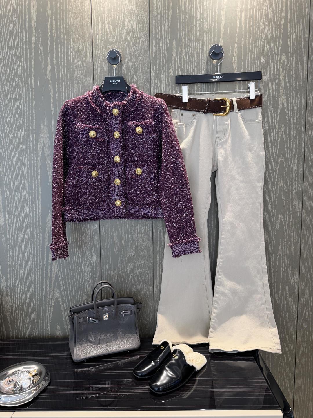 260315 New autumn-style thick knitted chic sweater coat