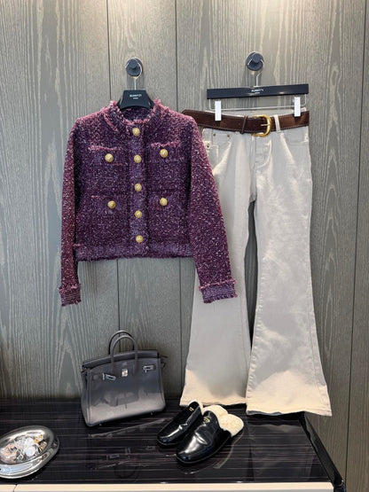 260315 New autumn-style thick knitted chic sweater coat