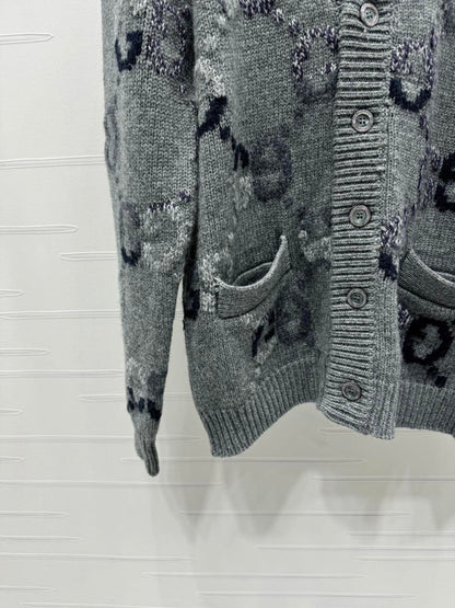 260315 New fall/winter style thick knitted graphic print pullover sweater