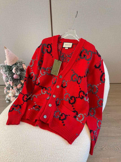 260315 New fall/winter style thick knitted graphic print pullover sweater