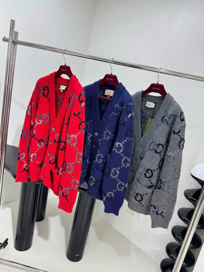 260315 New fall/winter style thick knitted graphic print pullover sweater