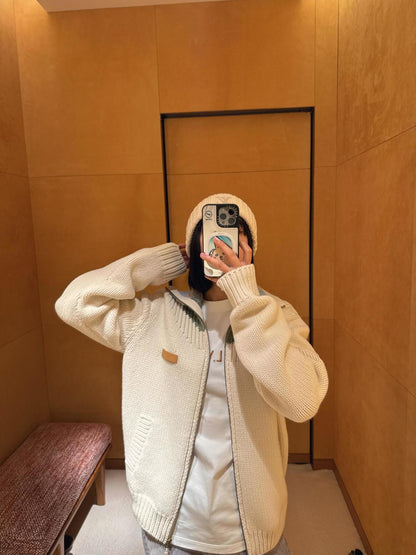 260315 New fall and winter style thick knitted sweater coat