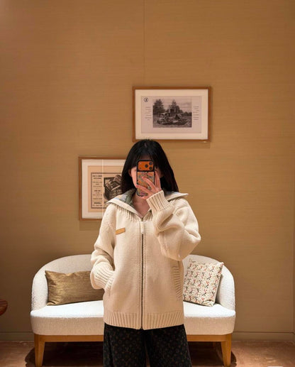 260315 New fall and winter style thick knitted sweater coat