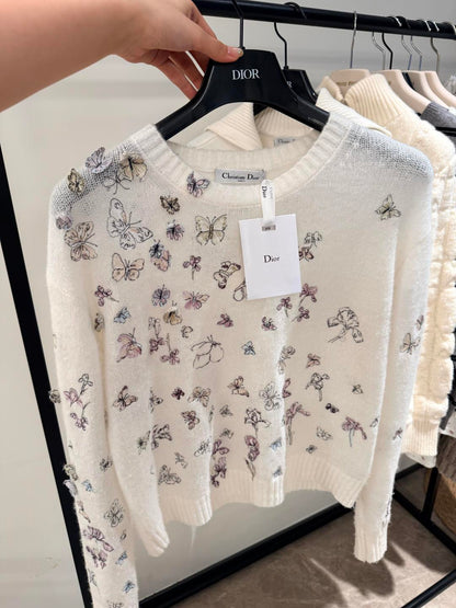 260315 New spring-autumn style white butterfly-shaped sweater