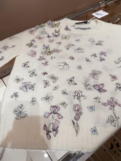 260315 New spring-autumn style white butterfly-shaped sweater