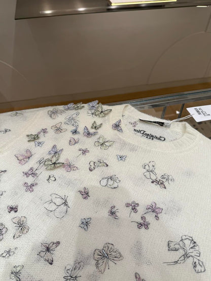 260315 New spring-autumn style white butterfly-shaped sweater