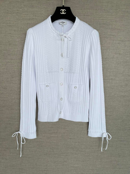 260315 New spring-autumn style lace-up knitted cardigan