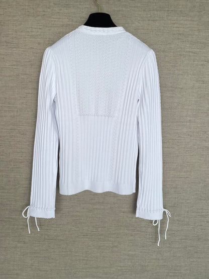 260315 New spring-autumn style lace-up knitted cardigan