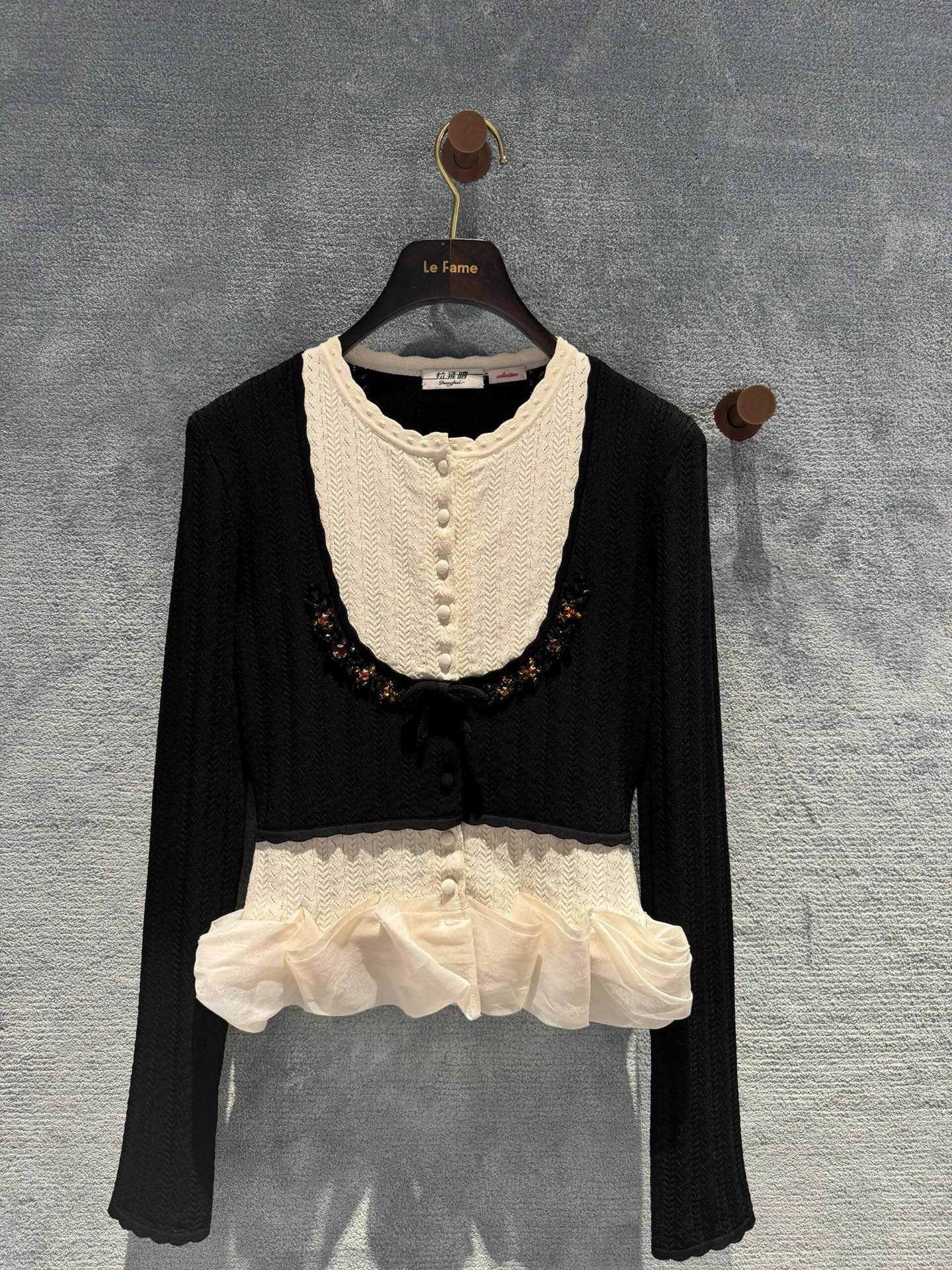 260315 New spring-autumn style heavy-duty sequin color-matched patchwork knitted cardigan