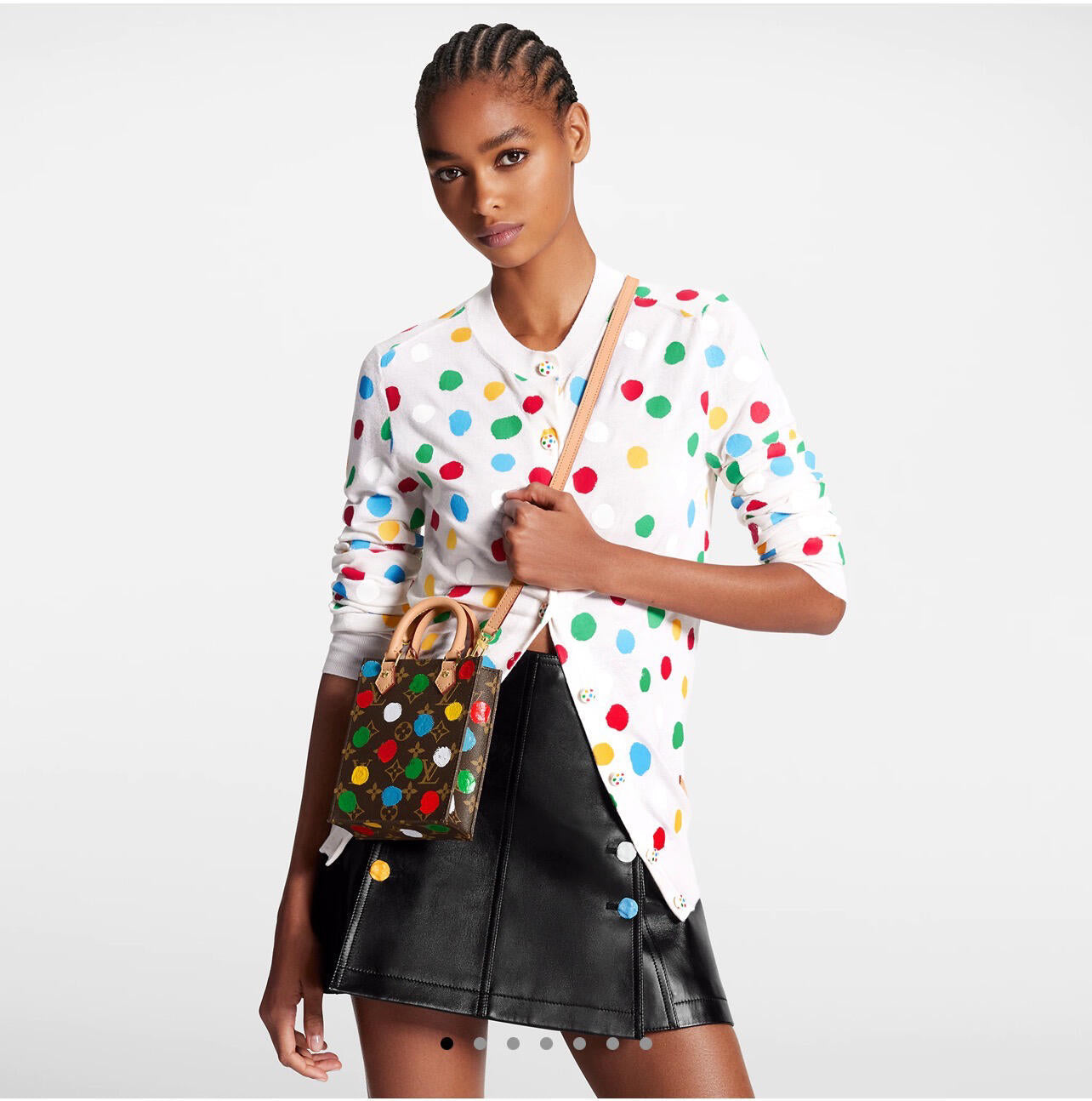 260315 New spring-autumn colorful polka dot knitted cardigan