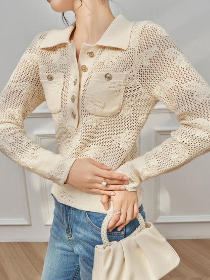 260317 New high-quality round-neck knitted cardigan