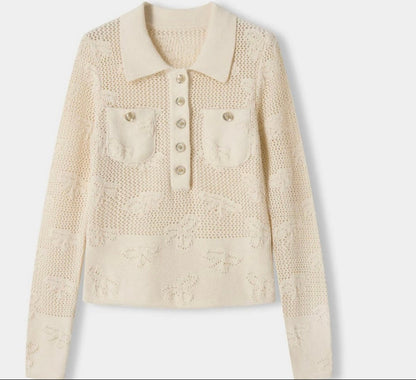 260317 New high-quality round-neck knitted cardigan