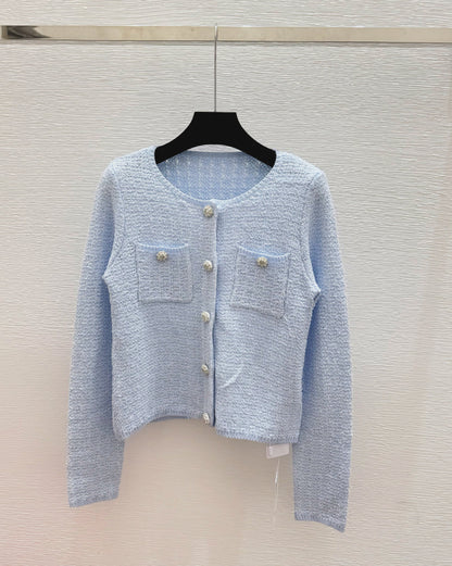 260317 New high-quality knitted round-neck cardigan