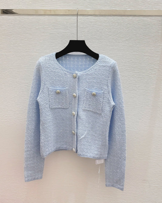260317 New high-quality knitted round-neck cardigan