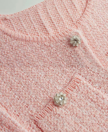 260317 New high-quality knitted round-neck cardigan