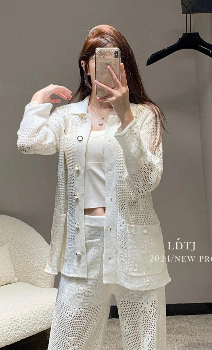 260317 New high-quality knitted sheer mini-chic set