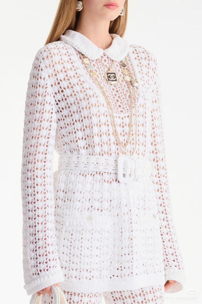 260317 New high-quality mesh knitted sweater