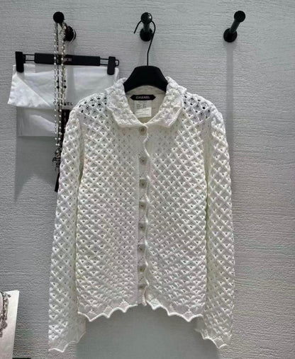 260317 New high-quality open-weave knitted cardigan