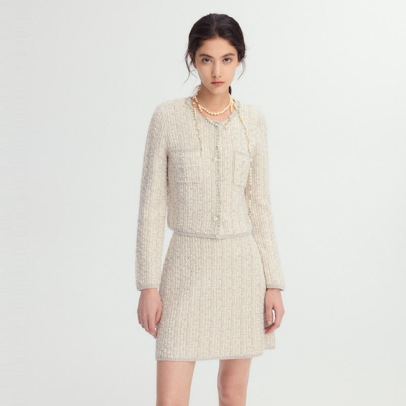 260317 New high-quality collar bead-dazzling little fashion coat