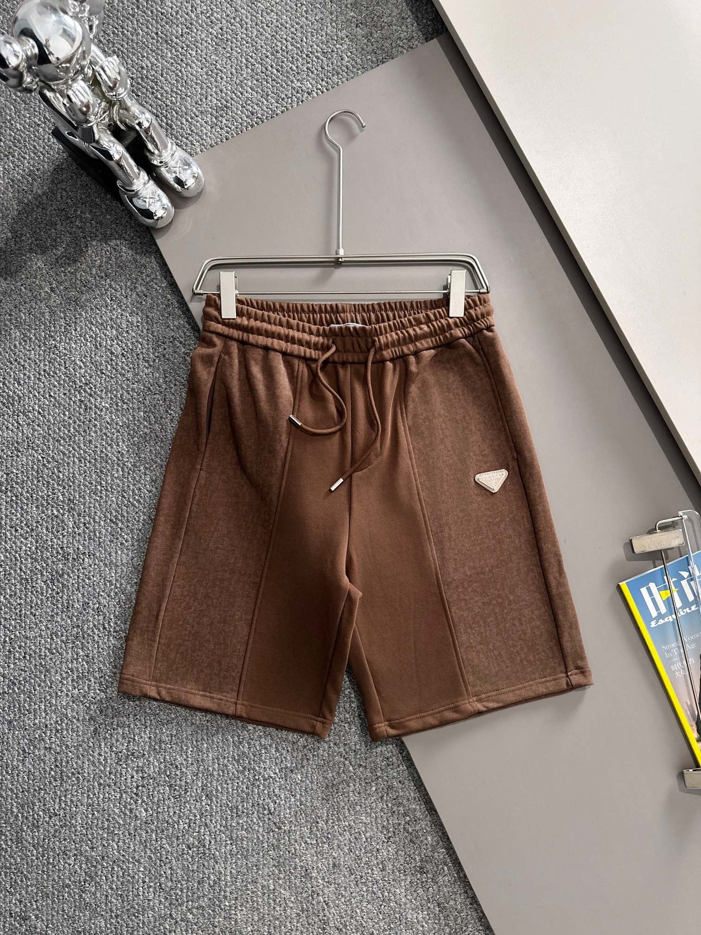 260317 New high-quality knitted patchwork metal-studded shorts
