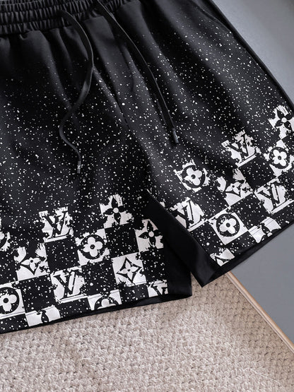 260317 New high-quality gradient checkered style shorts