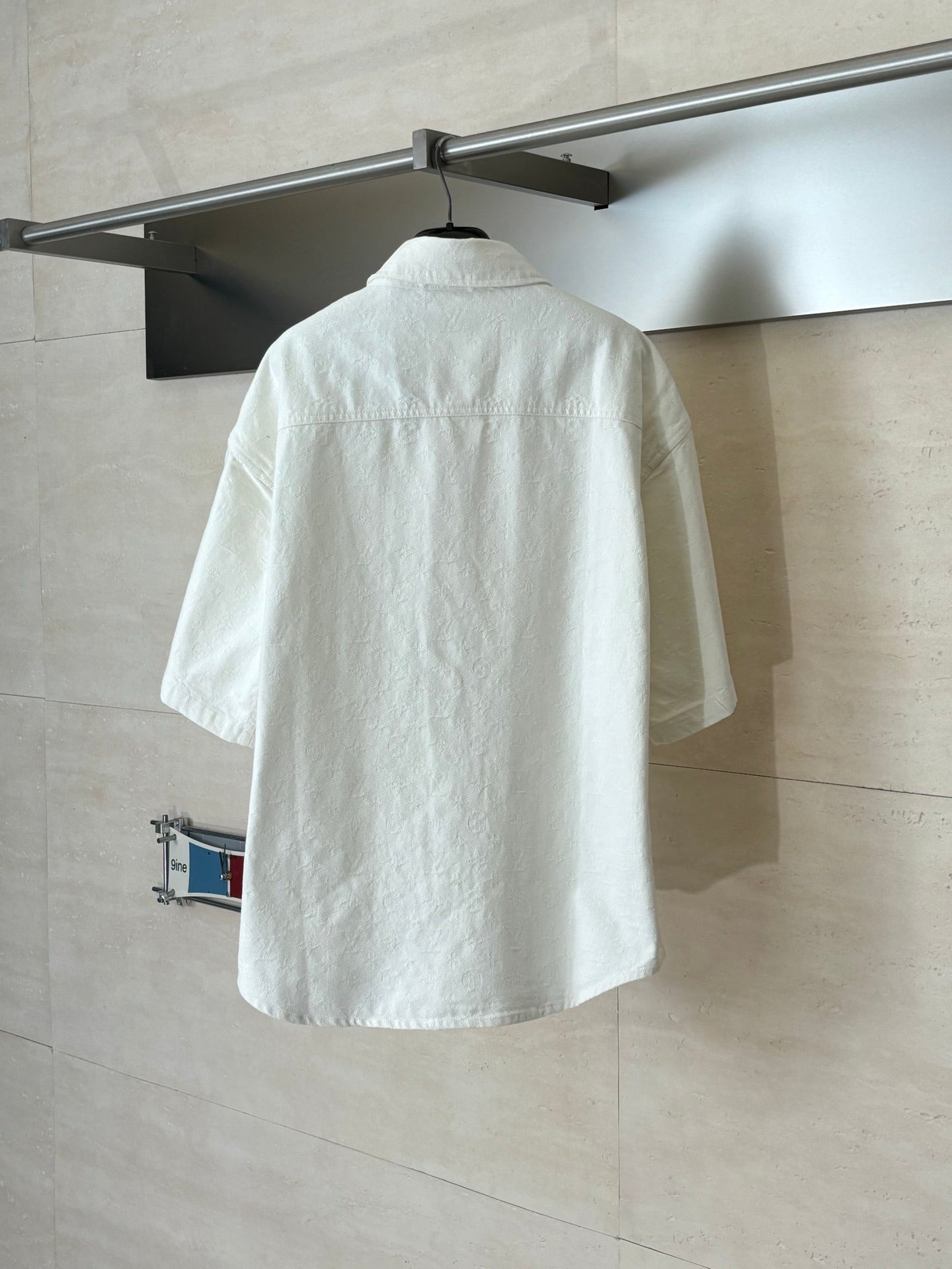 260323 New top-quality jacquard custom fabric denim short-sleeved shirt