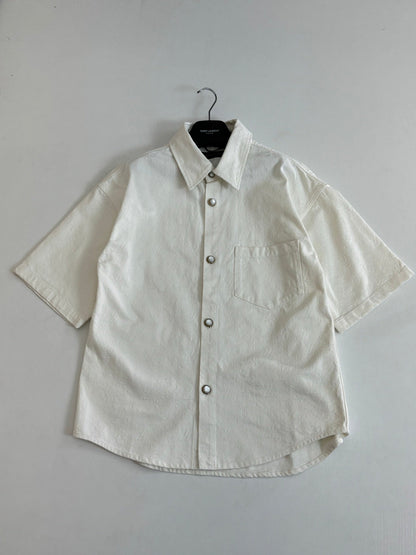 260323 New top-quality jacquard custom fabric denim short-sleeved shirt