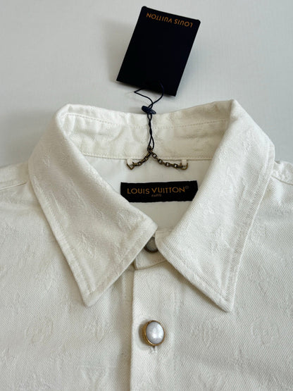 260323 New top-quality jacquard custom fabric denim short-sleeved shirt