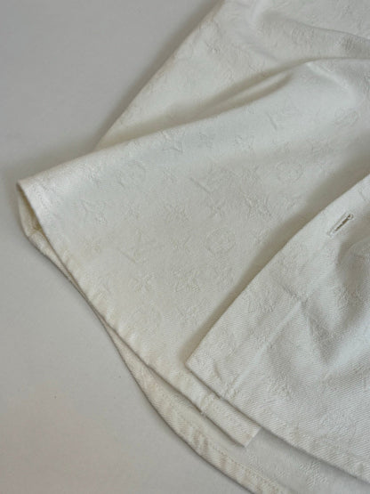 260323 New top-quality jacquard custom fabric denim short-sleeved shirt