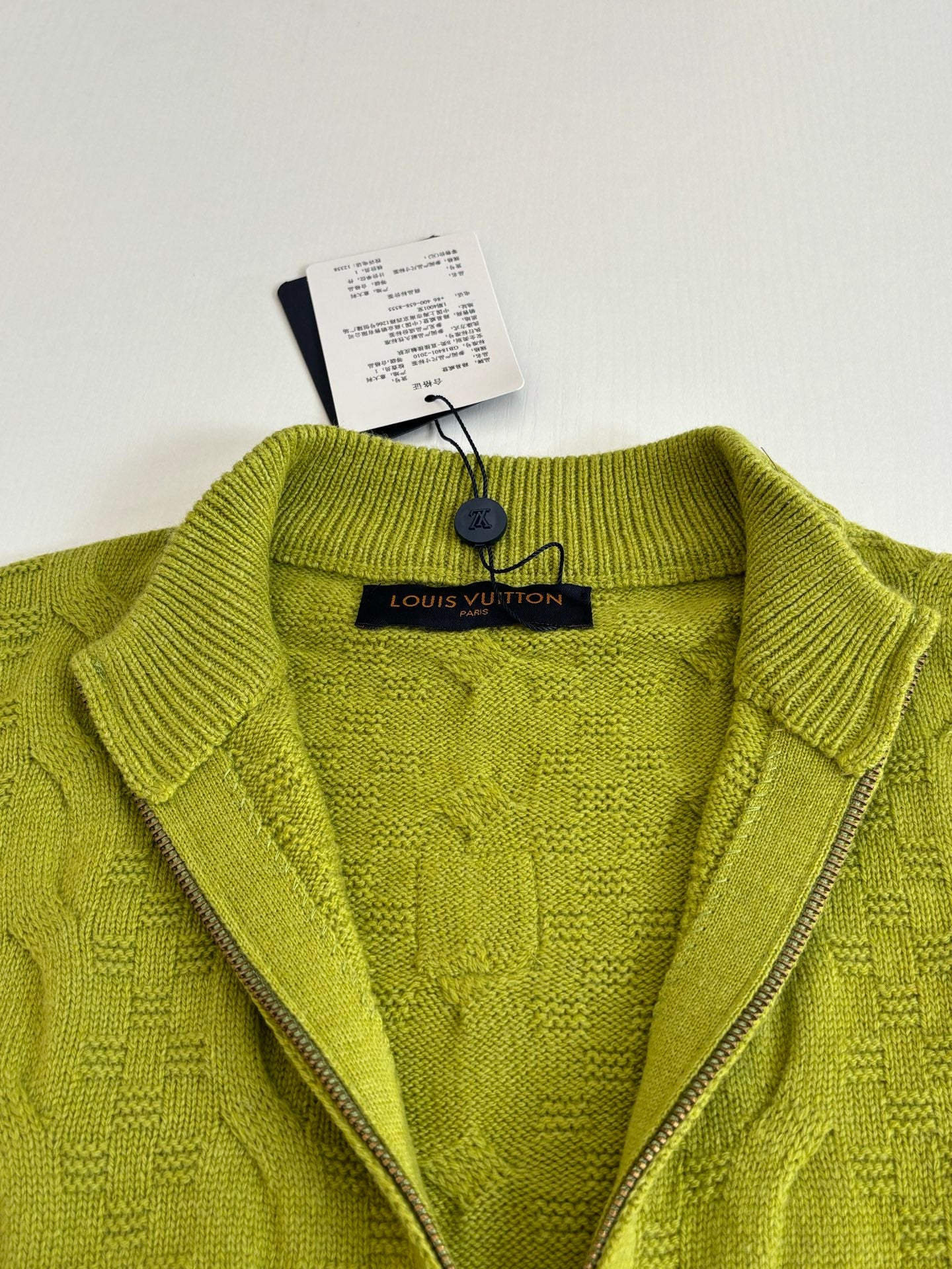 260323 New high-quality check jacquard textured knitted pullover sweater with zipper closure