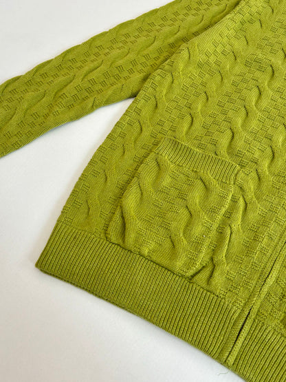 260323 New high-quality check jacquard textured knitted pullover sweater with zipper closure