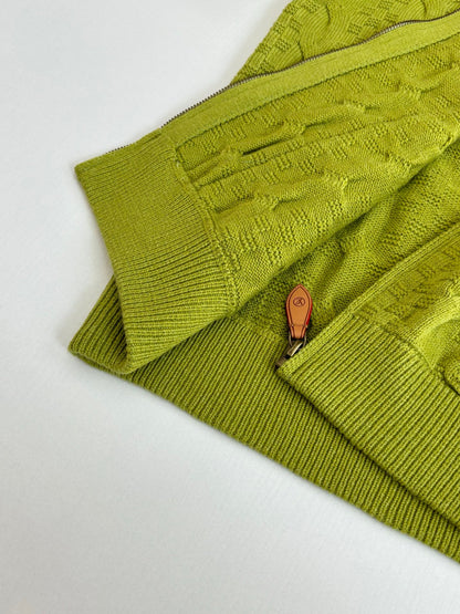 260323 New high-quality check jacquard textured knitted pullover sweater with zipper closure