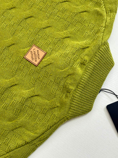 260323 New high-quality check jacquard textured knitted pullover sweater with zipper closure
