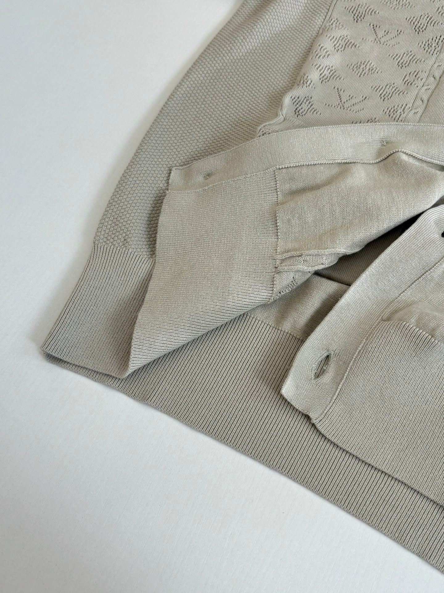 260323 New high-quality open-weave jacquard blended knitted sweater
