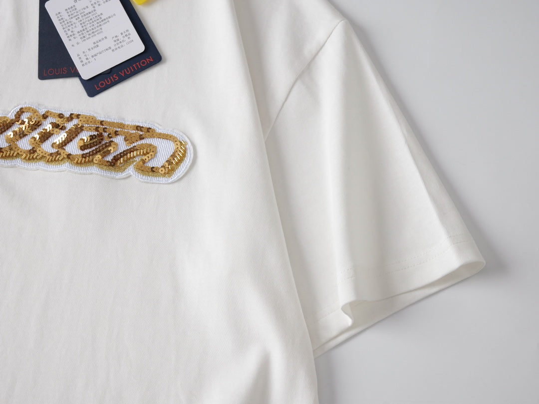 260323 New high-quality sequined and embroidered decorative T-shirt