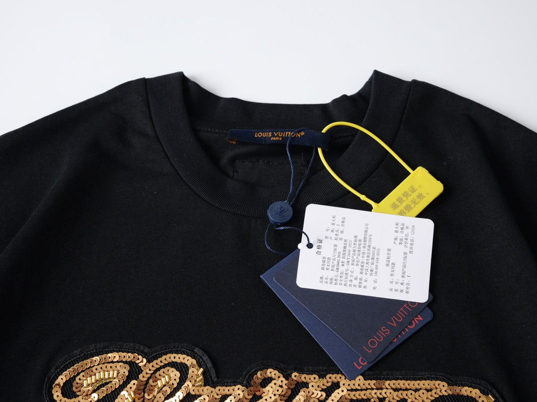 260323 New high-quality sequined and embroidered decorative T-shirt