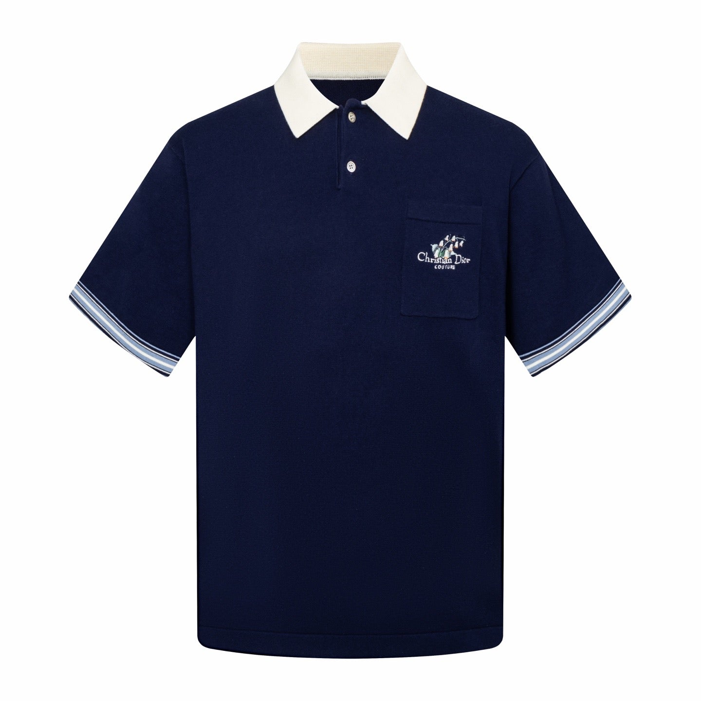 260323 New top-quality, flawlessly crafted bellflower embroidery wool-polyester POLO