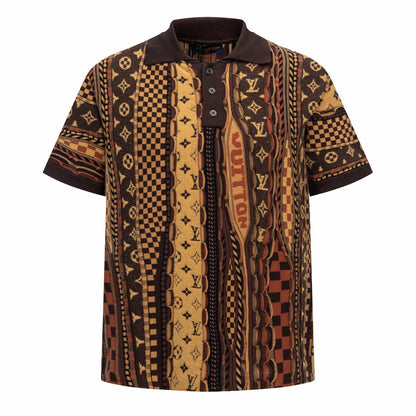260323 New top-quality, flawlessly crafted floral jacquard wool polo shirt
