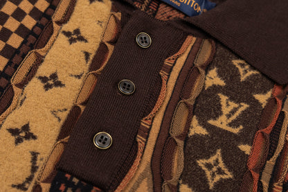 260323 New top-quality, flawlessly crafted floral jacquard wool polo shirt