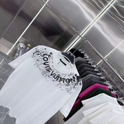 260323 New high-quality T-shirt with printed and embroidered collar design