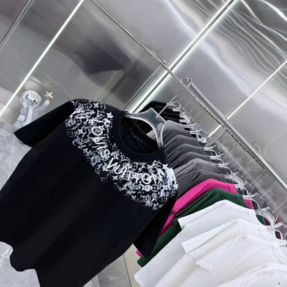 260323 New high-quality T-shirt with printed and embroidered collar design