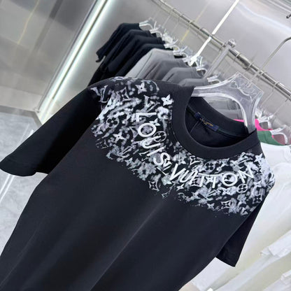 260323 New high-quality T-shirt with printed and embroidered collar design