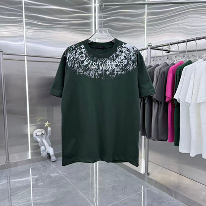 260323 New high-quality T-shirt with printed and embroidered collar design