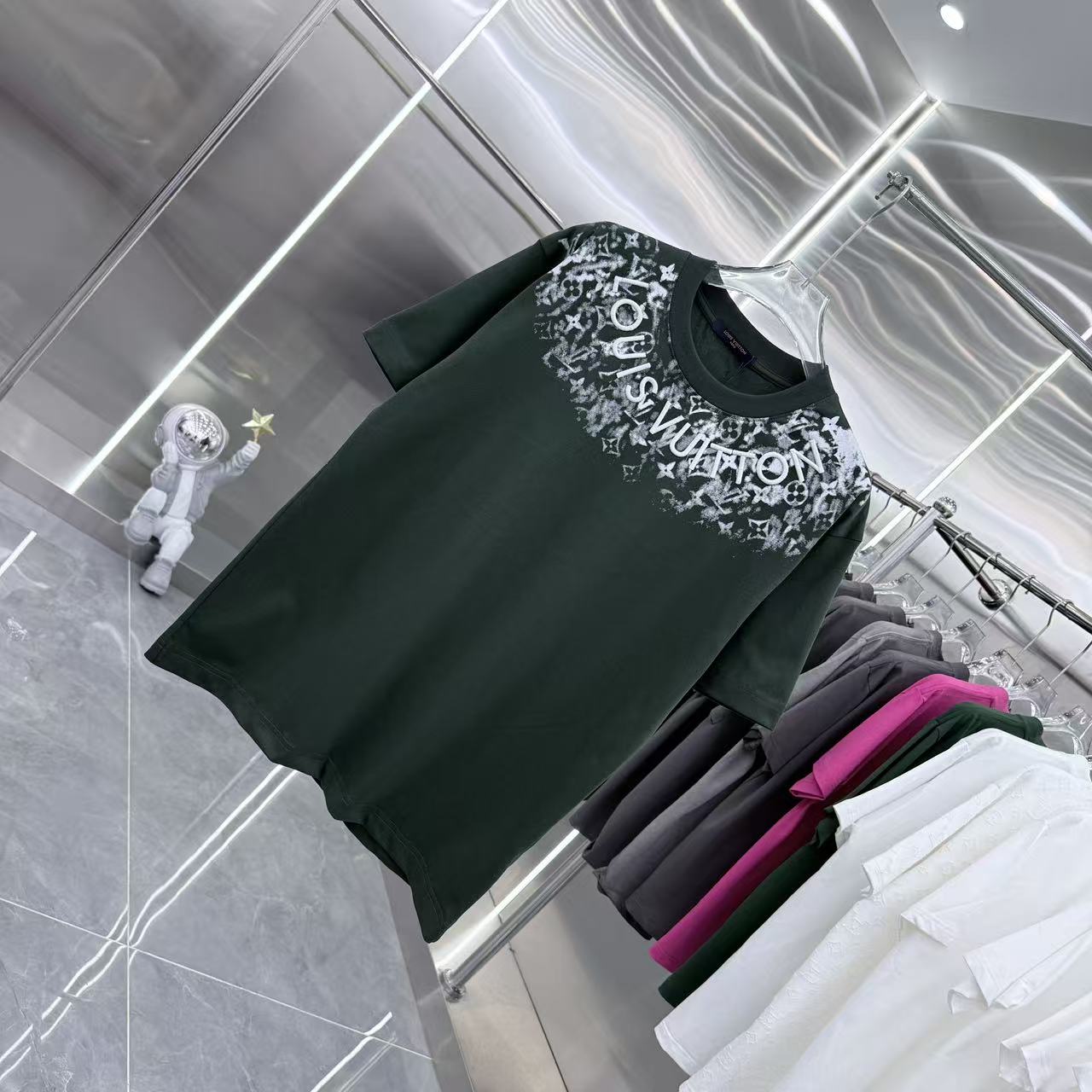 260323 New high-quality T-shirt with printed and embroidered collar design